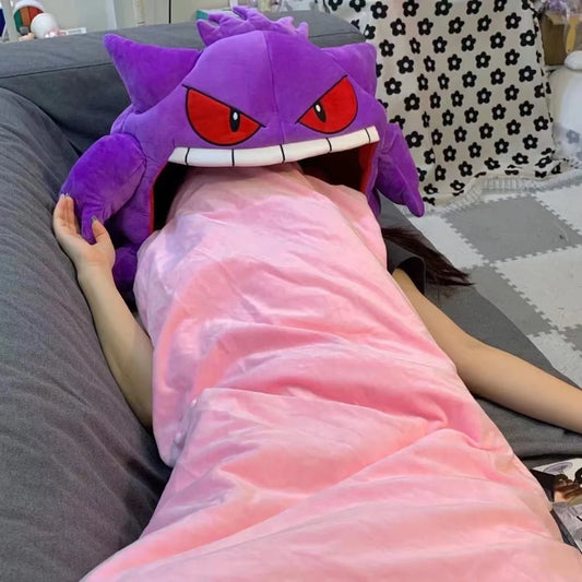 Cartoon Anime Pokemon Gengar Tongue Sleeping Pat Manga Elf Sleep Pillow Dual Purpose Nap Blanket Toy Doll