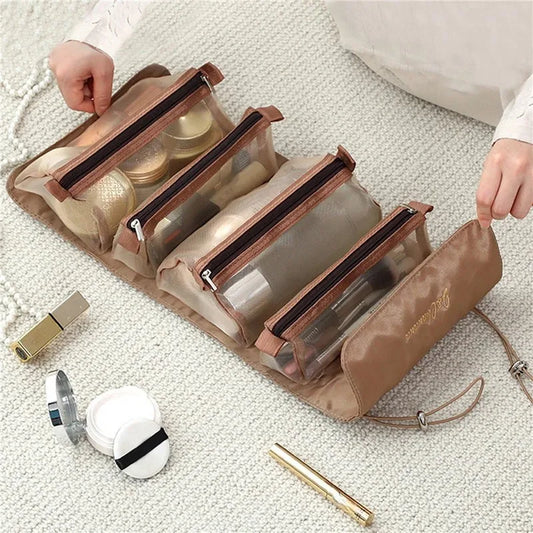 Detachable Cosmetic Bag Portable Large Capacity 4 in 1 Makeup Bags Portable Folding Travel Cosmetics Storage Toiletry Bag
